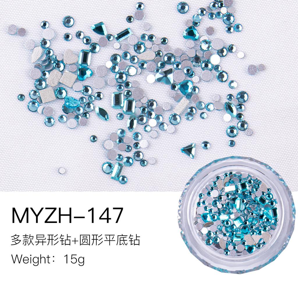 Mini Small Nail Art Mixed Warm Elf Aurora Flat Bottom Special-Shaped Diamond Diy Round Box