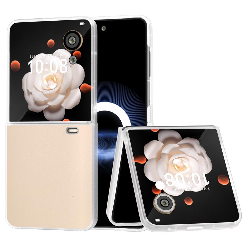 Pro Honor Magic V Flip 5G Pouzdro Průhledný Matný Okraj PU Kůže+PC Skládací Kryt na Telefon