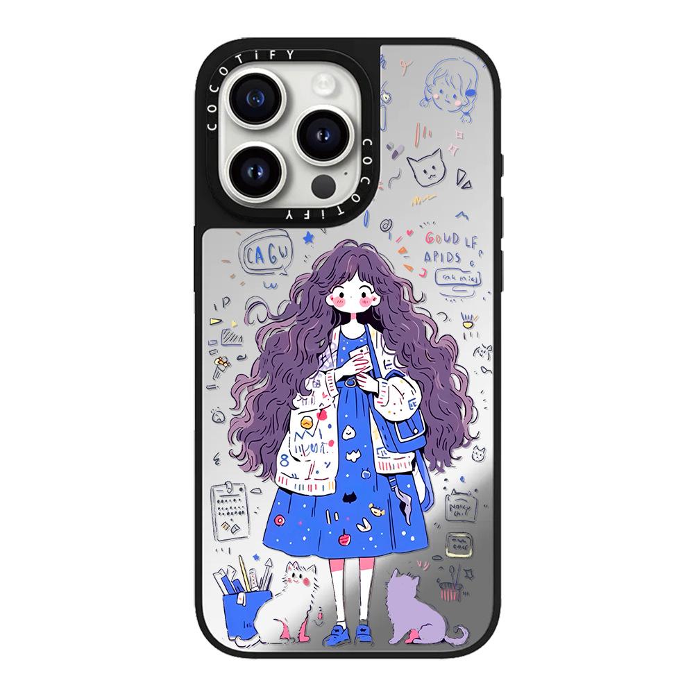 

Curly Hair Girl for IPhone15 Phone Case 14promax for Apple 13pro Mirror 12/16 Protective Cover 11 For Apple 11
