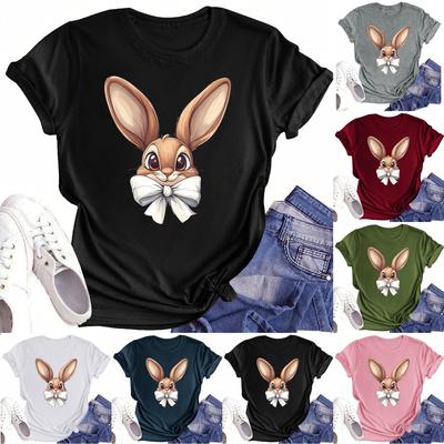 Women's Round Neck Casual Printed Short-sleeved T-shirt Top