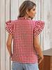 Summer Tops Double Layer Ruffled Hem Cute Sweet Girls' Dresses Check Short Sleeve