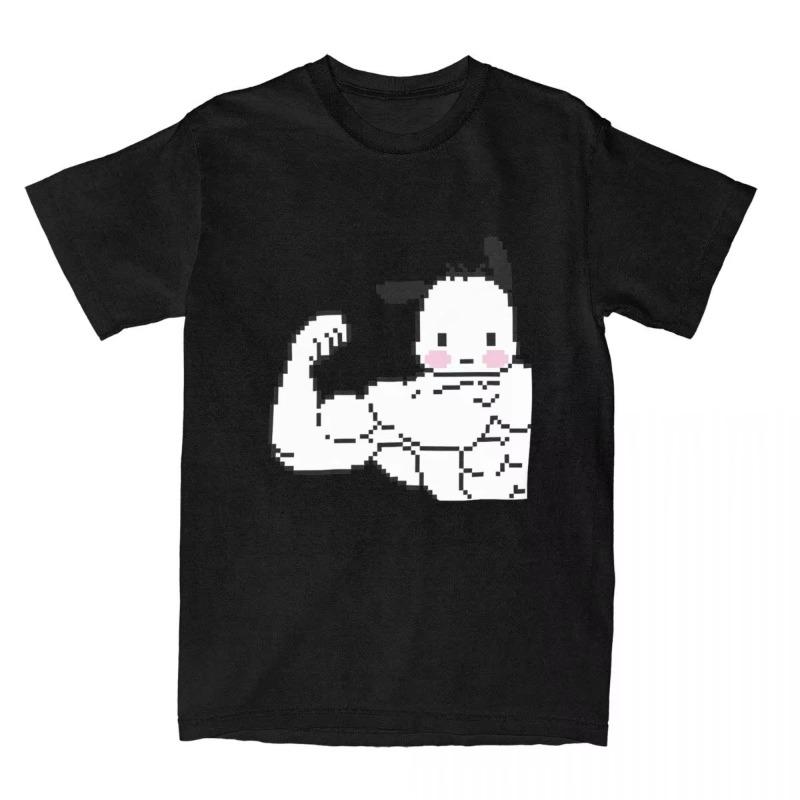 Muskel Sanrioes Anime Pochacco T-Shirt Y2K Kurzärmeliges Harajuku T-Shirt Lustiges Rundhals Baumwolle Sommer Übergroßes Damen T-Shirt