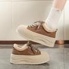 Sneakers Fleece Thick-soled Heightening Board Shoes Winter Warm Casual Fluffy Shoes Black Cotton Shoes