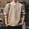 Jeep Men's Waffle Knit Henley Long Sleeve T-Shirt