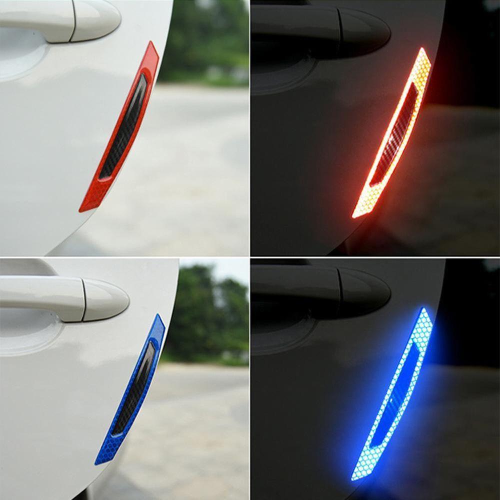 4Pcs New Protector Alarm Car Reflective Strips Door Sticker Anti-Collision Safety Warning