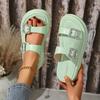 New fashionable double-breasted diamond buckle thick-bottomed cool slippers for women to wear soft-bottomed comfortable casual open-toed beach slipper