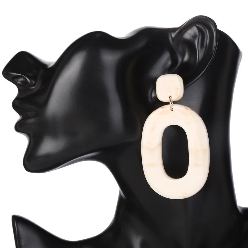Retro Fashion Simple Acrylic Earrings Geometric Elliptical Pendant Earrings