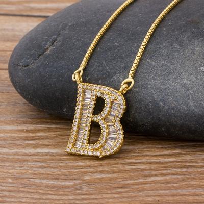 Nidin Light Luxury A-Z 26 Letters Necklace Zircon Pendant for Women Initials Name Necklace Fashion Party Wedding Jewelry Gift