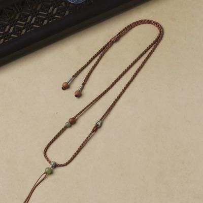 Luxury Unisex Hetian Jade Pendant with Red Rope Necklace