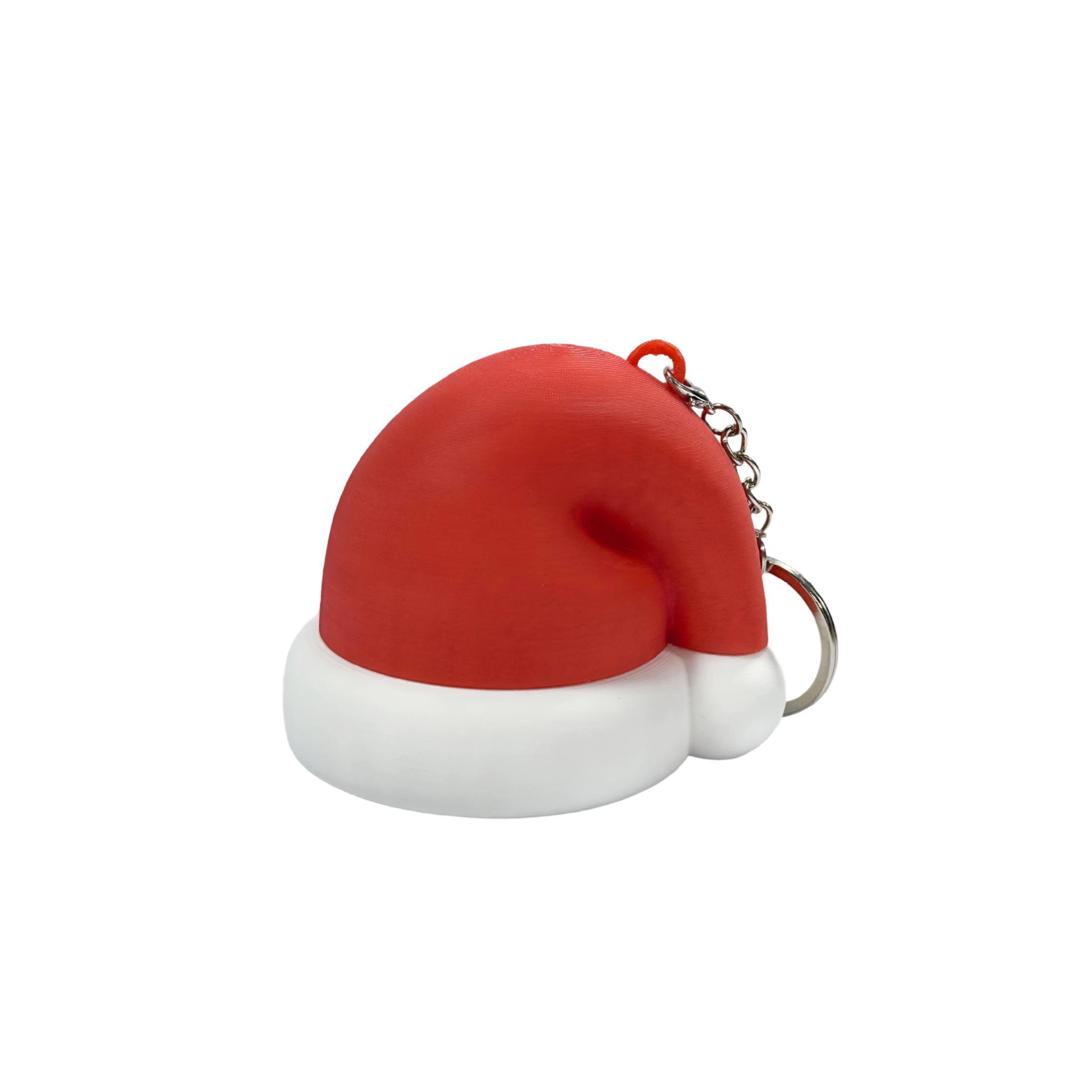 

Брелок в виде съемной рождественской шапки, напечатанный на 3D-принтере - Украшение для елки и украшение для автомобиля
