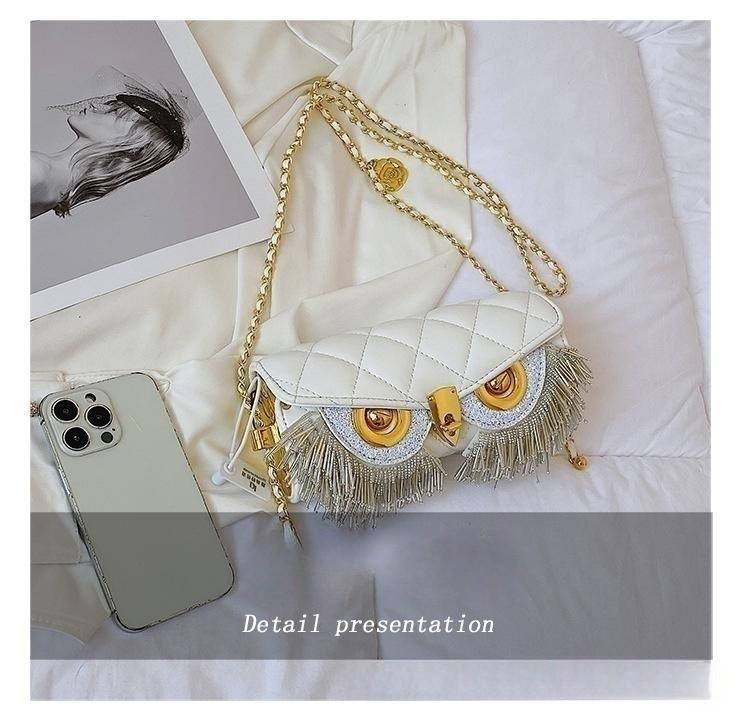 Geantă de umăr la modă pentru femei, ciucuri, geantă mică industrială grea, plasă cu diamante, geantă populară la subrat