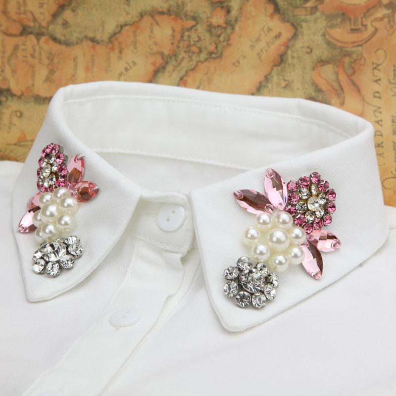 Weißer Abnehmbarer Perlenhemdkragen Eleganter Hemd Falscher Kragen Für Damen Abnehmbares Halbes Hemd Unechte Bluse Kragie Faux Col