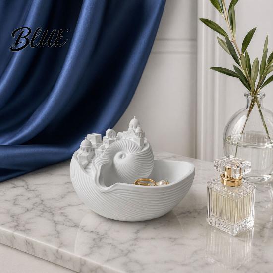 Blue Dome Ring Holder Santorinistyle Catchall Bowl Catch All Tray Organizer Greek Island Organizer Desktop Decor Shell Small Accessory Storage for