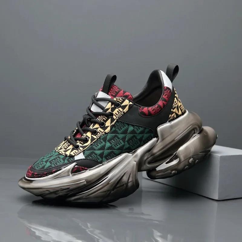 FashionChunky Sneakers Plus Size 45 Herren Designer Sportschuhe Mode Lässig Leder Stoff Atmungsaktiv Höhe Erhöhte Plateauschuhe