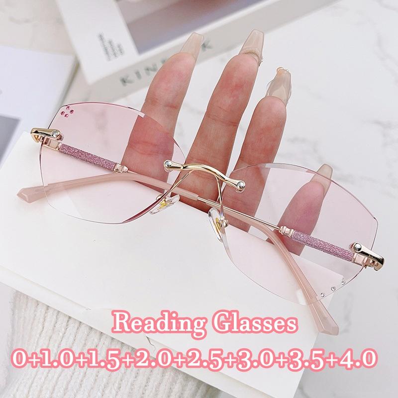 Women Stylish Butterfly Reading Glasses Men Ladies Fashion Anti-blue Light Presbyopia Vintage Rimless Far Sight Eyeglasses