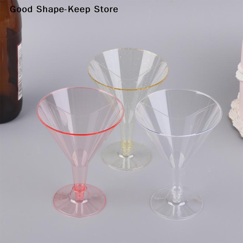 10Pcs Plastic Martini Cups Mini Cups For Transparent Cocktail Dessert Unbreakable Wedding Party Bowl Wine Ice Cream