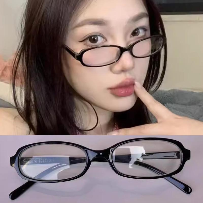 Vintage Y2K Oval Glasses Small Frame Eyewear Women Blue Light Blocking Eyeglasses Computer Reading Optical Spectacle Glasses