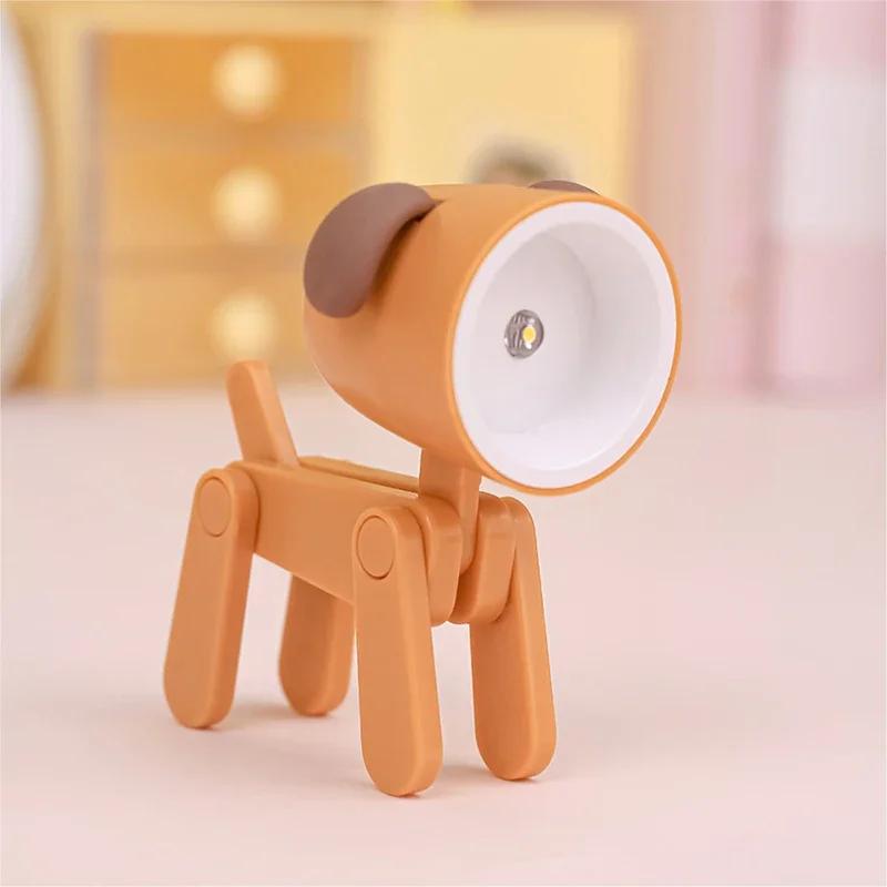 Mini LED Night Light Dog Deer DIY Foldable Desk Lamps Desktop Kids Room Bedside Bedroom Decor Holiday Cute Gifts Ornament
