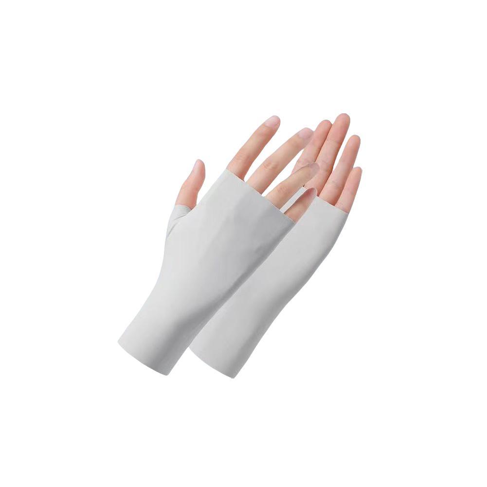 Women Fingerless Sunscreen Gloves Thin Cool Ice Silk Silky Sun Block Driving Gloves For Women Men Driving Summer UV Protection