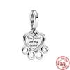 925 Sterling Silver Heart Circular Animal Beads Original  Charm Bracelet For Women DIY Fashion Silver 925 Jewelry Making