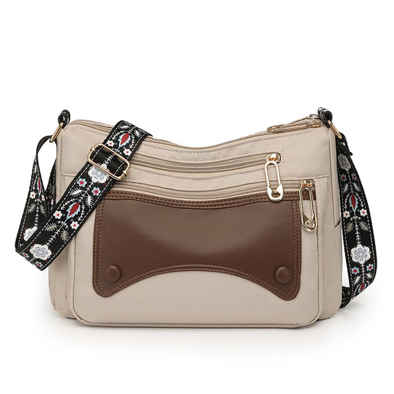 

Большая вместимость женская маленькая квадратная сумка из нейлоновой ткани через плечо бежевый