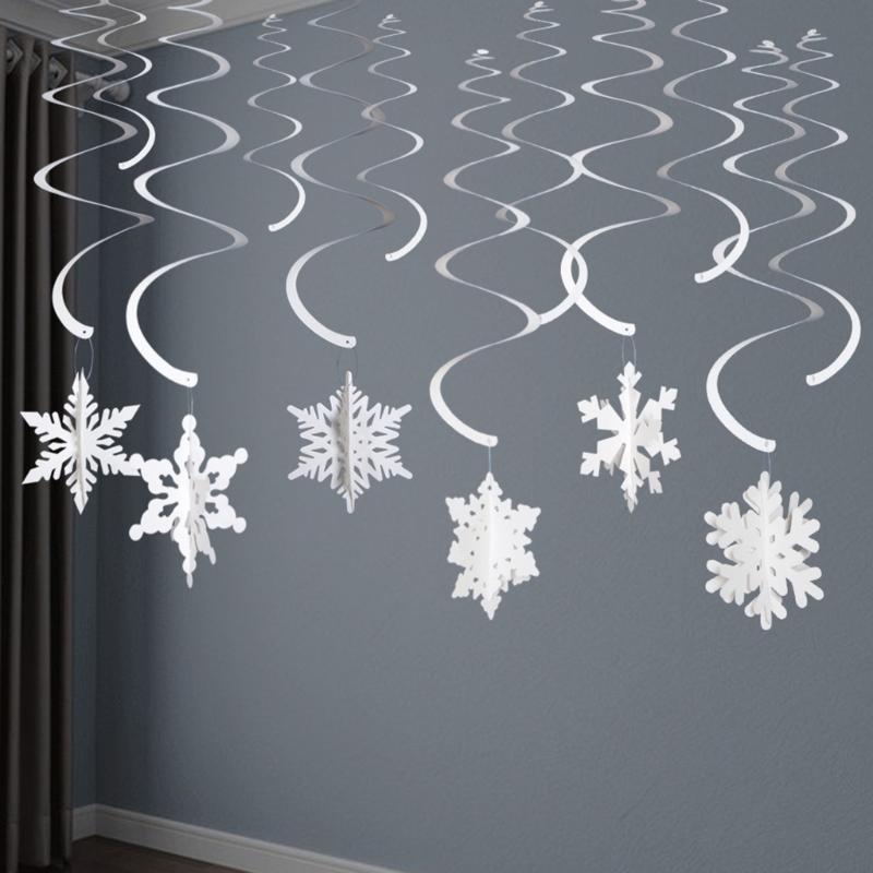 1Set Christmas Spiral Hanging Deco Mini Christmas Tree Snowflake Swirl Ceiling Deco For New Year Xmas Party Ornaments