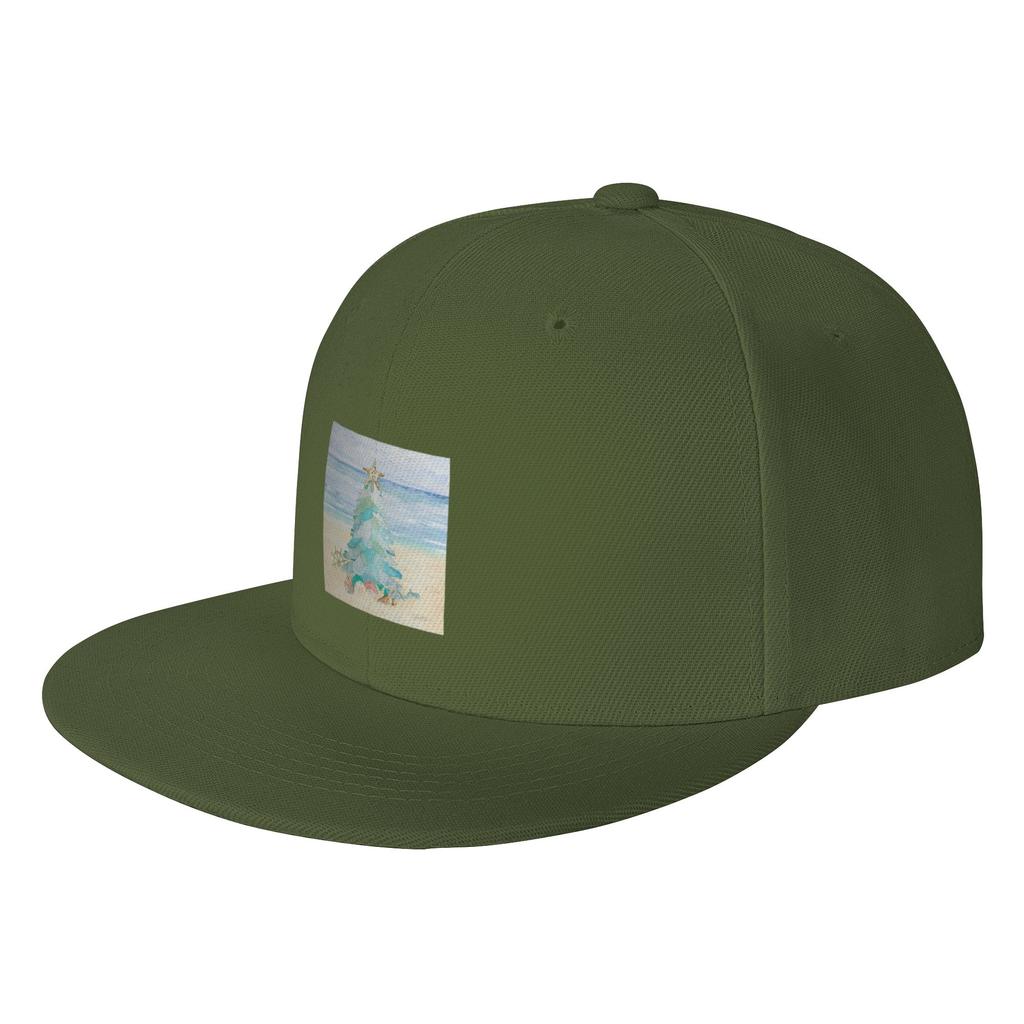 Fashion Coastal Seaglass Christmas Tree B Flat Brim Sun Hat Ready Stock For Fast Dispatch Unisex Hat