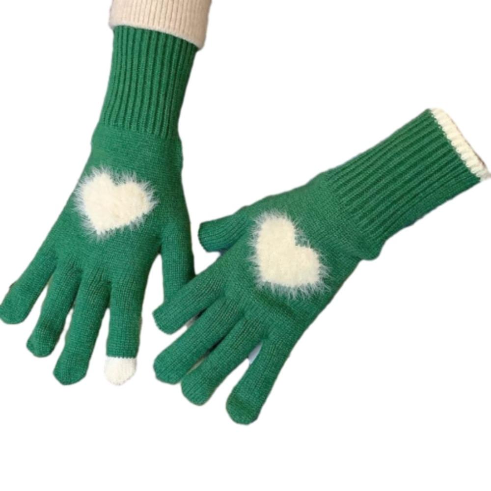 Touchscreen Love Heart Gloves Warm Cycling Gloves Fashion Women Knitted Gloves  Ladies