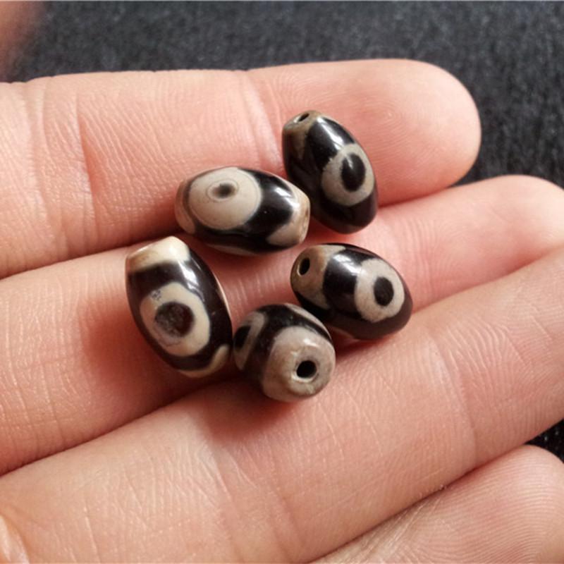 Three-Eyed Dzi Agate Beads for DIY Jewelry Accessories 10x8mm