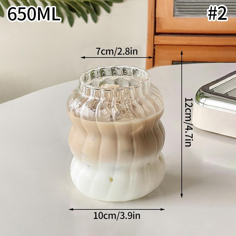 Large Capacity Glass Cup Coffee Cold Drink Cup High Transparency Latte Cold Drink Coffee Milk Cup Household Drinking Glass Cup