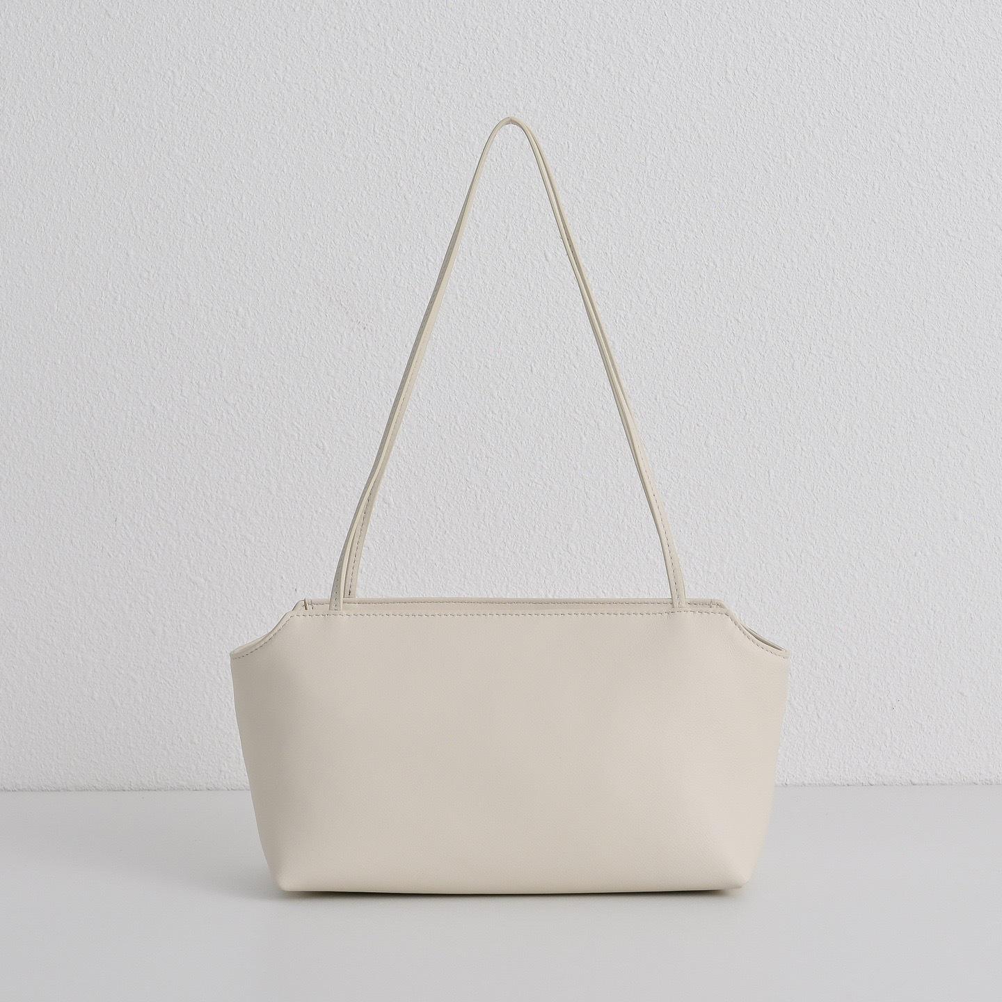 Therow Volledig Leer Terras Lange Handgreep Tote Tas Minimalistische Stijl Pendelen Handtas Enkele Schouder Onderarm Tas wit
