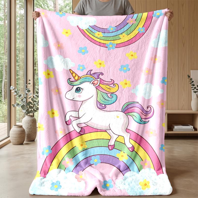 Unicorn Rainbow Stars Theme blanket Lightweight Warm Flannel Blanket Decorative Throw Blanket for Home Decoration