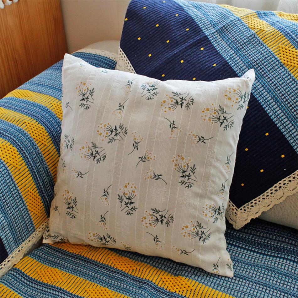 

1 шт. Наволочка в корейском стиле из хлопка с рюшами и ромашками, приятный к коже чехол для подушки, домашний декор, чехол для диванных подушек, украшение для дивана 40x40cm