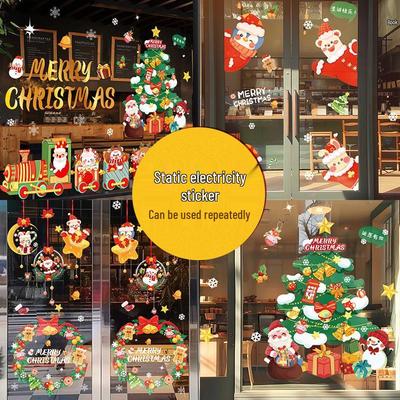 Nuevas Pegatinas Navideñas para Ventanas 2026 para Centros Comerciales y Tiendas - Decoraciones Festivas de PVC para una Atmósfera Navideña Vibrante
