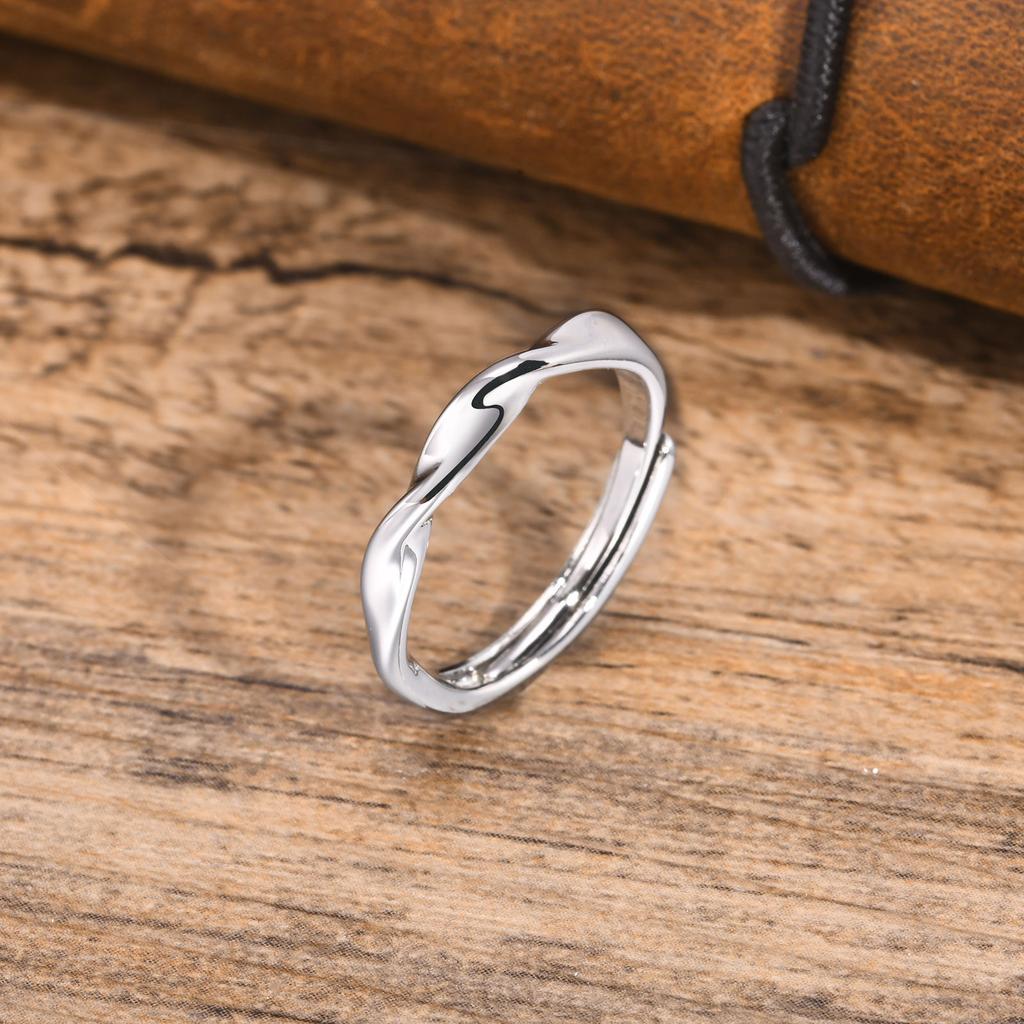 Classic Silver Color Zircon Adjustable Ring for Women, Fashion Geometric Metal Rings, Luxury Fine Jewelry Engagement Wedding