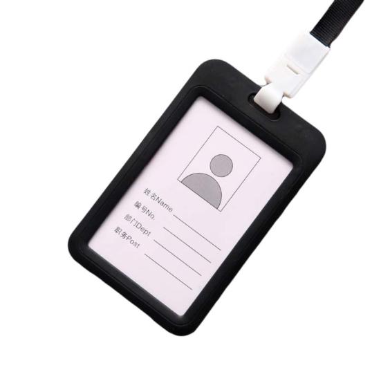 Portable Double Sided Transparent Employee ID Card Holder Name Tags with Lanyard