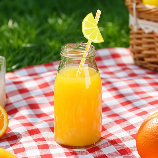 20 Stück Zitrusfrüchte Papierstrohhalme, Zitrone Orange Scheiben Deko Strohhalme für Geburtstagsparty, Einwegstrohhalme für Saft Cocktails