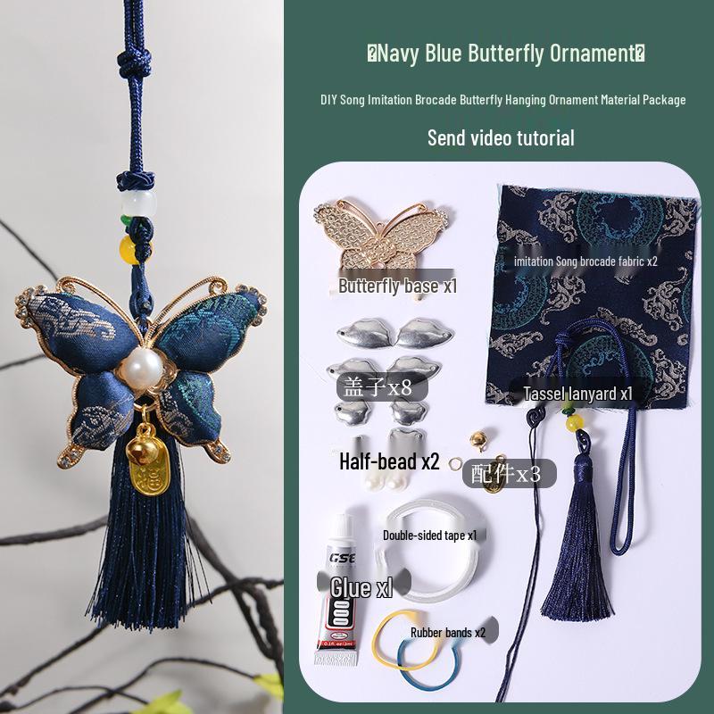 DIY Butterfly Brocade Pendant Kit - Handmade Car Accessory & Dragon Boat Festival Souvenir