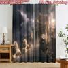 2D Flat Printing 2pcs Curtain Window Curtains Stormy Ancient Temple Digital Printed Polyester Drapes Party Decorations Use for