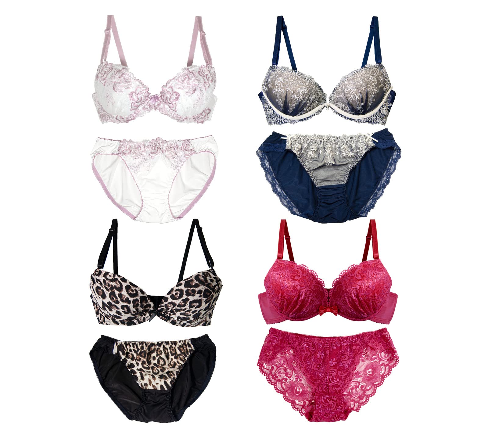 

Laurea Core Core D80 Бюстгальтер и Lucky Sexy Shiny Plus Переднее кружевное вышитое нижнее белье Милый цветочный прозрачный хлопок полиэстер Милый без нижнего белья 4 предмета