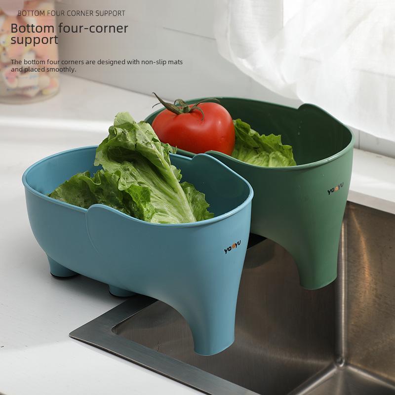 Elephant Multi-Purpose Kitchen Storage Basket - Perfect for Draining, Washing, and Storing Fruits and Vegetables.