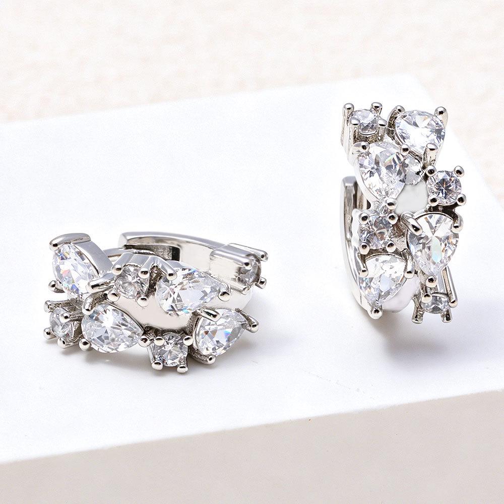 European and American Micro-inlaid Zirconia Stud Earrings - Versatile, Fashionable Ear Clips