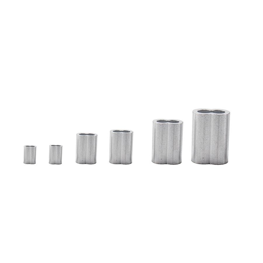195Pcs Steel Wire Rope Sling Loops Aluminum Crimping Loop Sleeve Assortment Kit