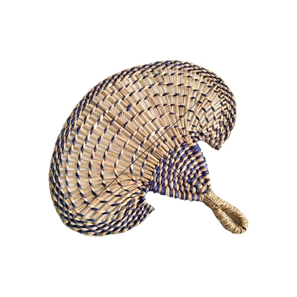Colorful Decorative Handmade Fan Bohemian Cattail Fan Gift Summer Cooling Fan  Beach синий