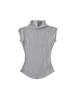 Women Summer Sexy Half Turtleneck Sleeveless T-Shirts Tops Solid Slim Fit Pullovers Causal Tees Shirts Female Streetwear Basics Tees