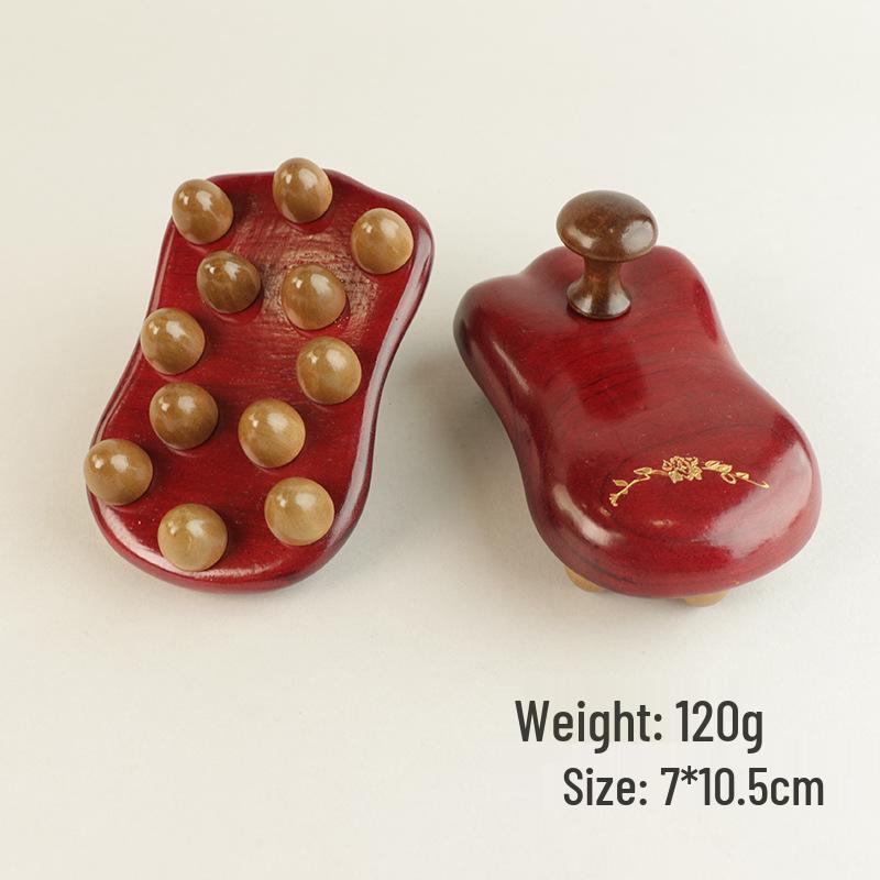 Sandalwood 12-Bead Meridian Massage Comb for Full-Body Large-Tooth Stimulation and Abdomen Rubbing