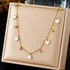 Gold Tone White Enamel Heart Charm Choker Necklace with Zircon