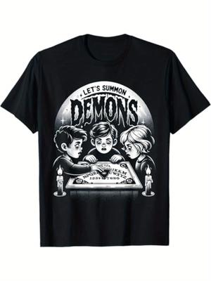 Funny Witchcraft Occult Let's Summon Demons T-Shirt for Men Women, Unsex Soft Fabric, Breathable, Comfortable Short Slee