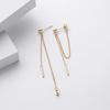 Ins Fashion 925 Silver Plain Simple Long Tassel Chain Stud Earrings Jewelry 18K Gold Plated Minimalist Stud Earrings for Women