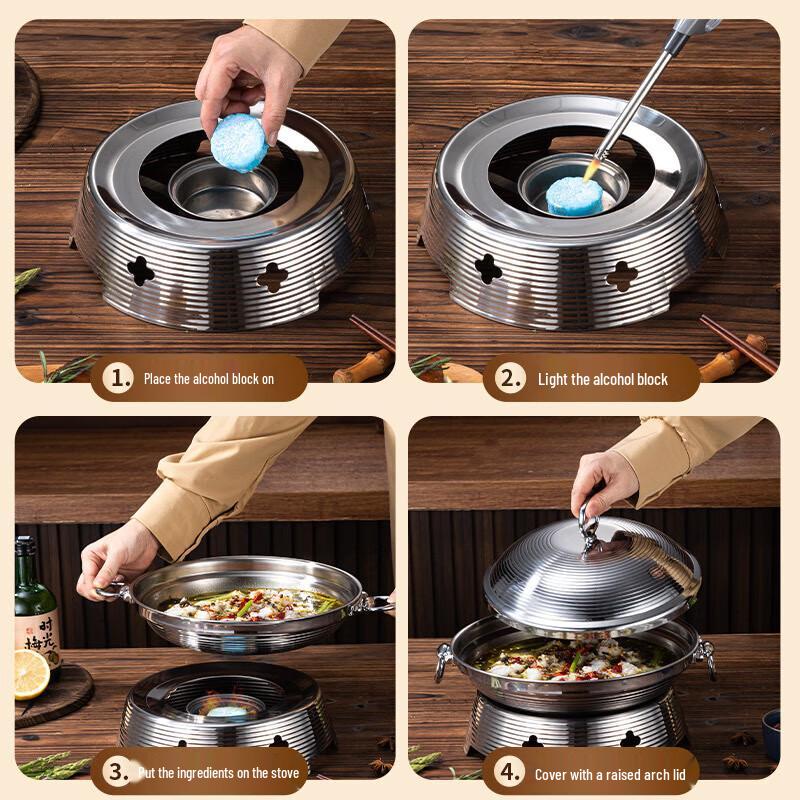 Stainless Steel Commercial Mini Hot Pot with Solid Alcohol Burner